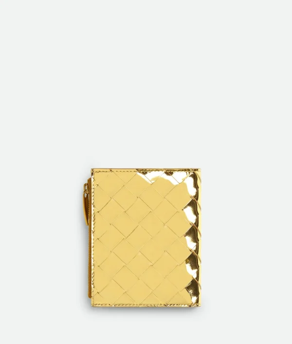 Bottega Veneta Small Intrecciato Bi-Fold Zip Wallet>Women Small Wallets