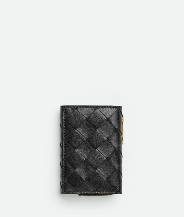 Bottega Veneta Small Intrecciato Tri-Fold Zip Wallet>Women Small Wallets