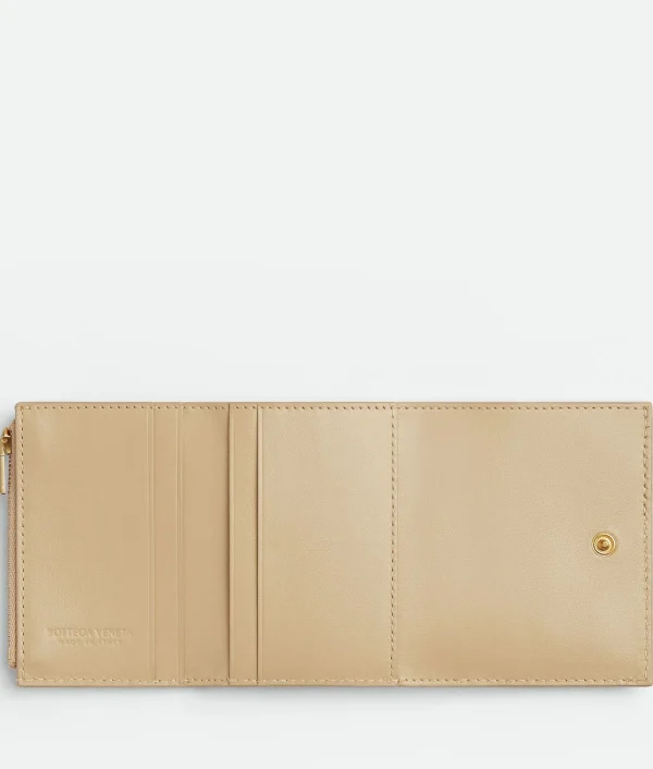 Bottega Veneta Small Intrecciato Tri-Fold Zip Wallet>Women Small Wallets