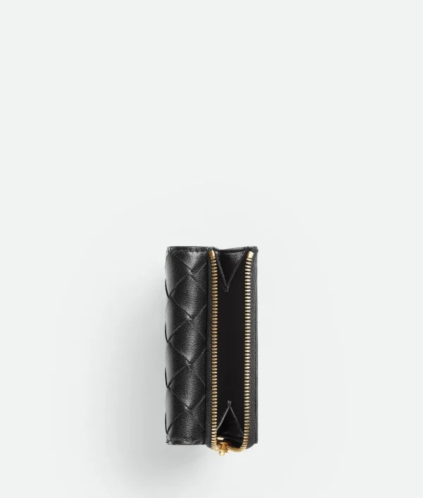Bottega Veneta Small Intrecciato Tri-Fold Zip Wallet>Women Small Wallets