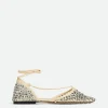 Bottega Veneta Sparkle Stretch Lace-Up Flat Sandal>Women Flats