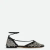 Bottega Veneta Sparkle Stretch Lace-Up Flat Sandal>Women Flats