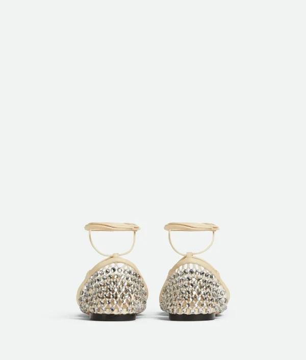 Bottega Veneta Sparkle Stretch Lace-Up Flat Sandal>Women Flats