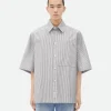 Bottega Veneta Striped Cotton Overshirt With "BV" Embroidery> Shirts