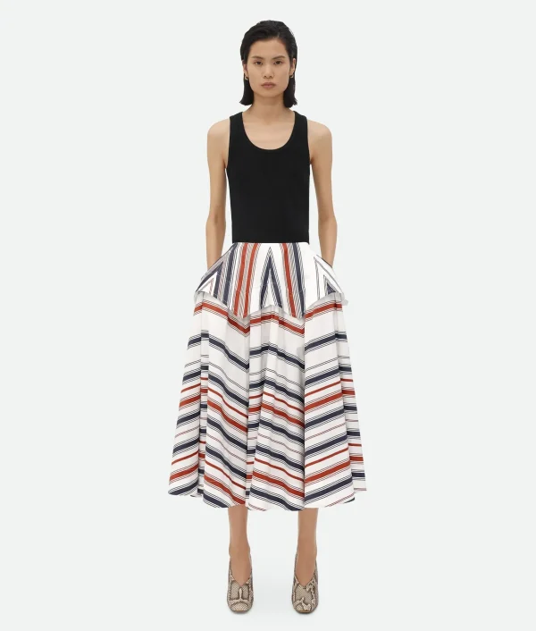 Bottega Veneta Striped Cotton Skirt>Women Skirts