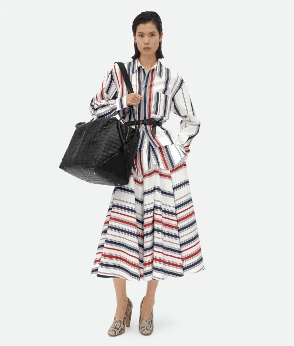 Bottega Veneta Striped Cotton Skirt>Women Skirts