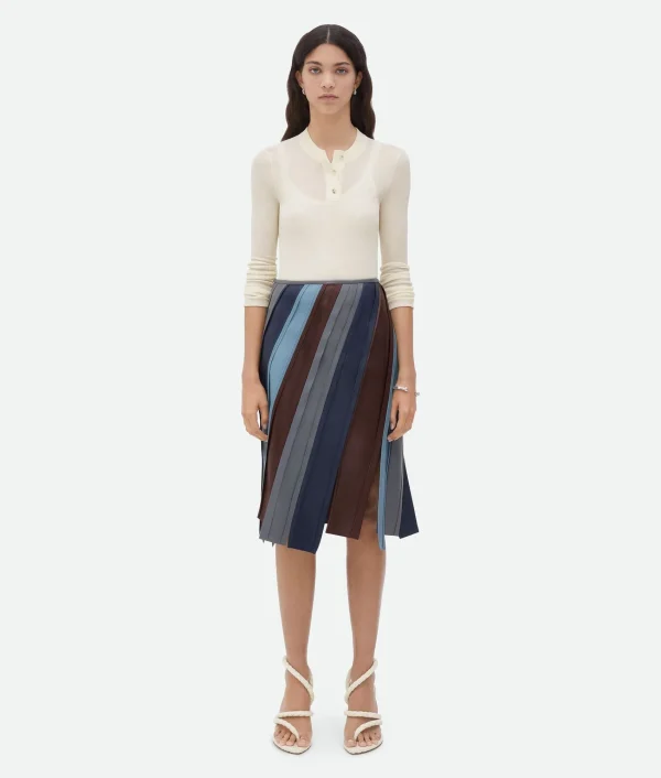 Bottega Veneta Striped Leather Skirt>Women Skirts | Leather