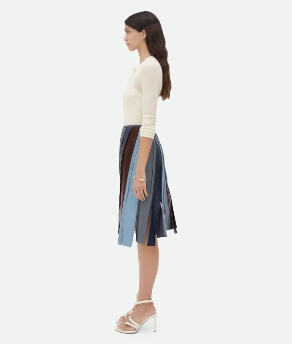 Bottega Veneta Striped Leather Skirt>Women Skirts | Leather