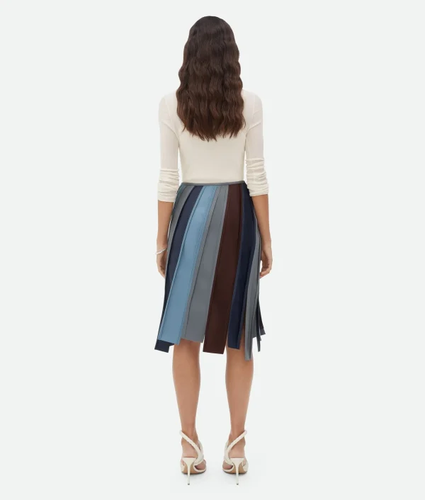 Bottega Veneta Striped Leather Skirt>Women Skirts | Leather