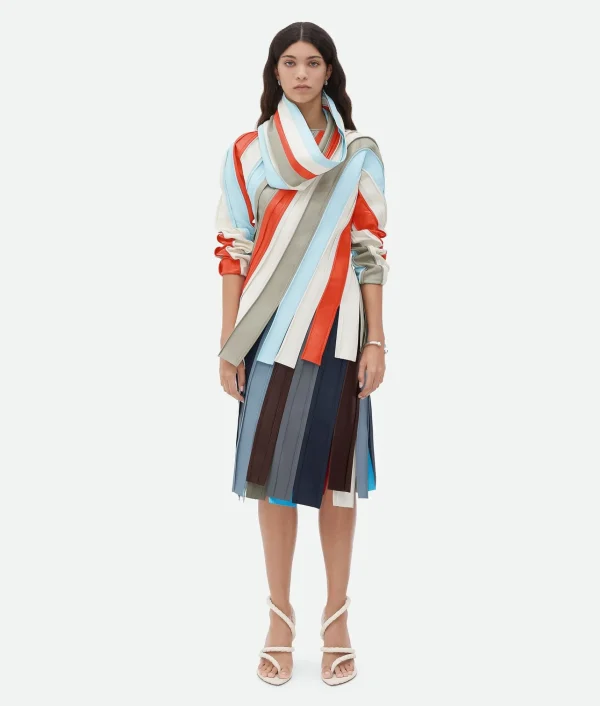 Bottega Veneta Striped Leather Skirt>Women Skirts | Leather