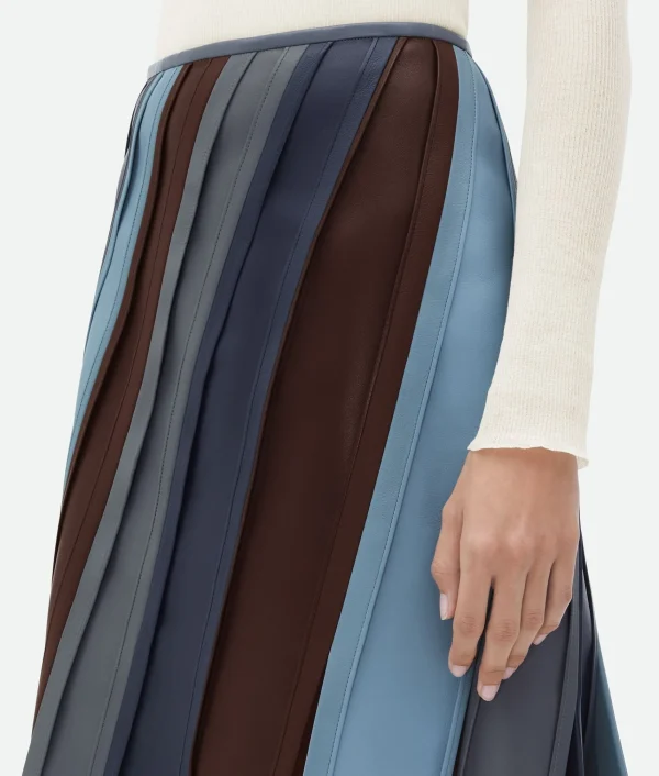 Bottega Veneta Striped Leather Skirt>Women Skirts | Leather
