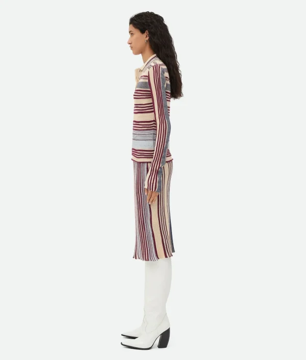 Bottega Veneta Striped Linen Polo>Women Knitwear
