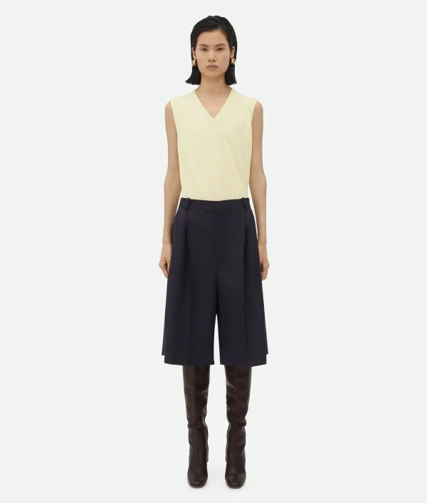 Bottega Veneta Striped Wool Shorts>Women Trousers And Shorts