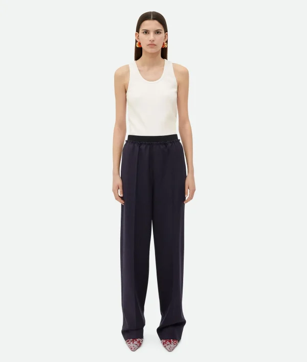 Bottega Veneta Striped Wool Trousers>Women Trousers And Shorts