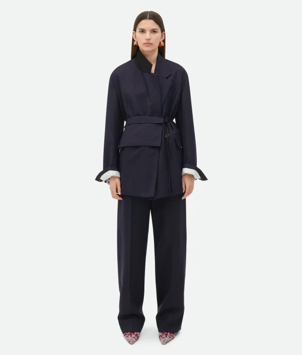 Bottega Veneta Striped Wool Trousers>Women Trousers And Shorts