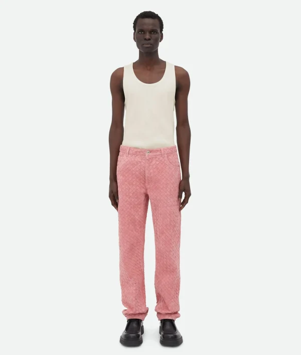 Bottega Veneta Suede Intrecciato Leather Trousers> Trousers And Shorts | Leather