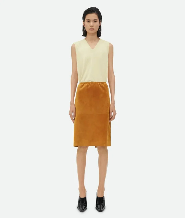 Bottega Veneta Suede Leather Skirt>Women Skirts | Leather