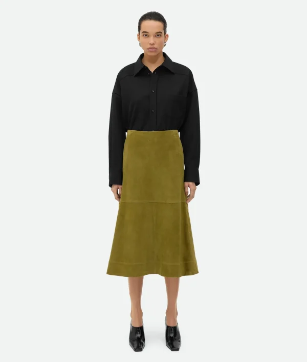 Bottega Veneta Suede Leather Skirt>Women Skirts | Leather