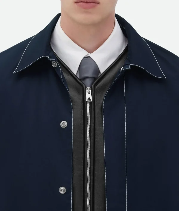 Bottega Veneta Tech Nylon Blouson With Leather Integrated Gilet> Jackets