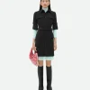 Bottega Veneta Textured Criss-Cross Belted Dress>Women Dresses
