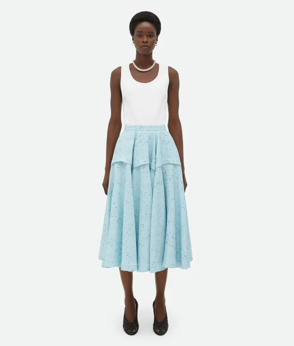Bottega Veneta Textured Criss-Cross Viscose Silk Skirt>Women Skirts