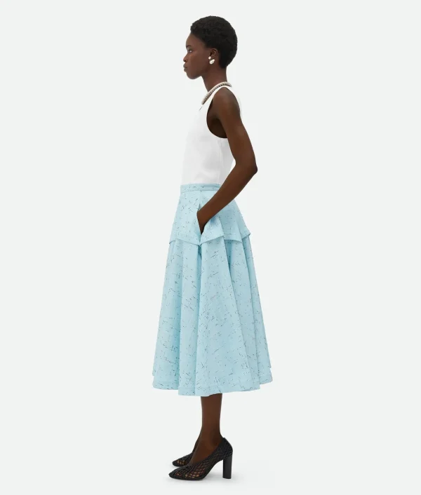 Bottega Veneta Textured Criss-Cross Viscose Silk Skirt>Women Skirts