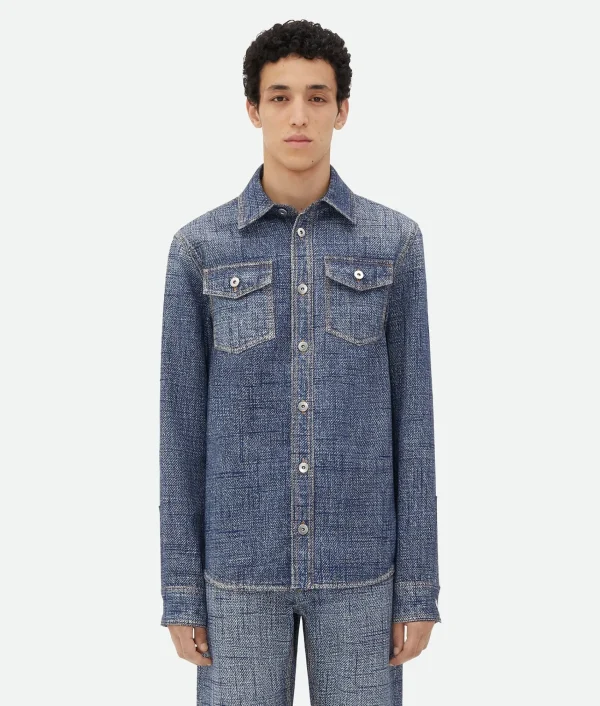 Bottega Veneta Textured Denim Viscose Shirt> Shirts
