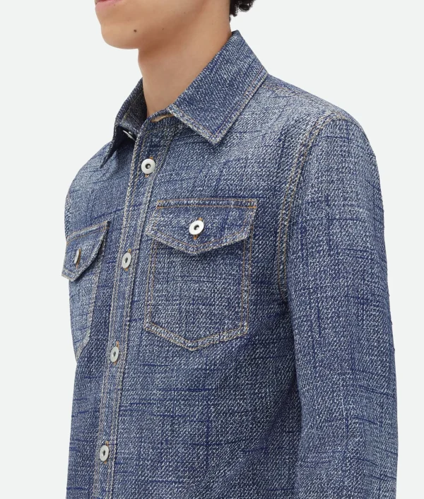 Bottega Veneta Textured Denim Viscose Shirt> Shirts