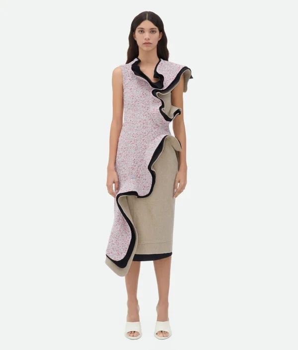 Bottega Veneta Textured Terrazzo Cotton Ruffle Dress>Women Dresses