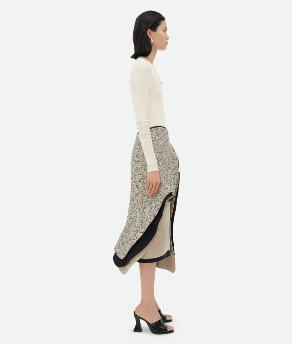Bottega Veneta Textured Terrazzo Cotton Ruffle Skirt>Women Skirts