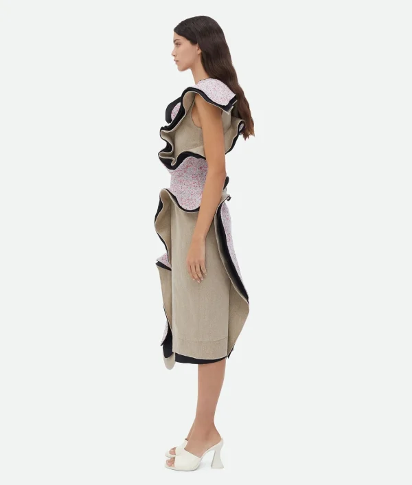Bottega Veneta Textured Terrazzo Cotton Ruffle Dress>Women Dresses