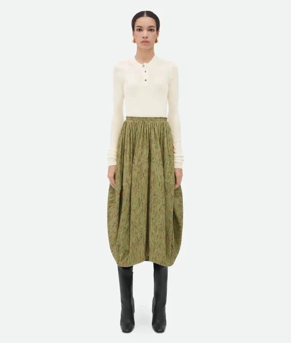 Bottega Veneta Textured Viscose Stripe Balloon Skirt>Women Skirts