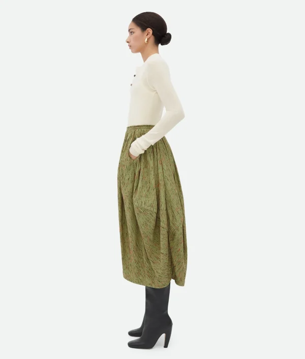 Bottega Veneta Textured Viscose Stripe Balloon Skirt>Women Skirts