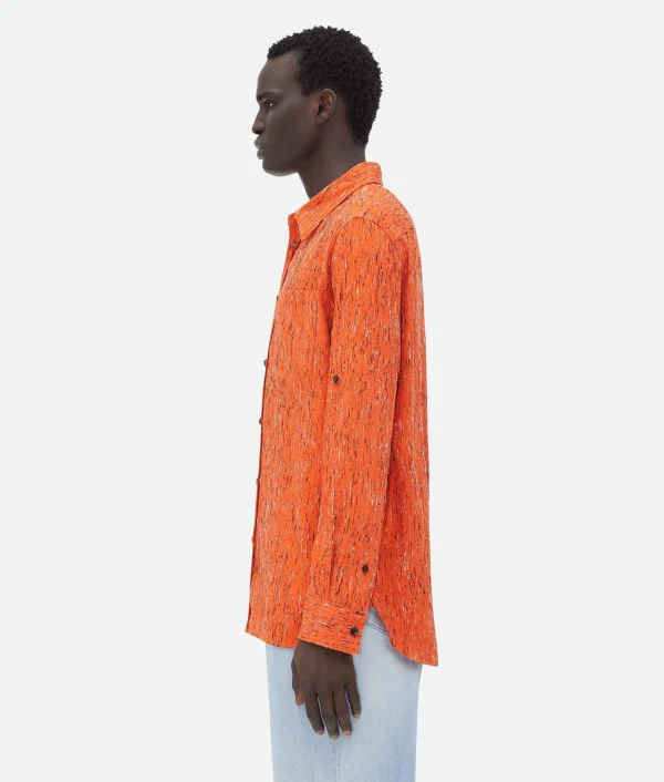 Bottega Veneta Textured Viscose Stripe Shirt With "BV" Embroidery> Shirts