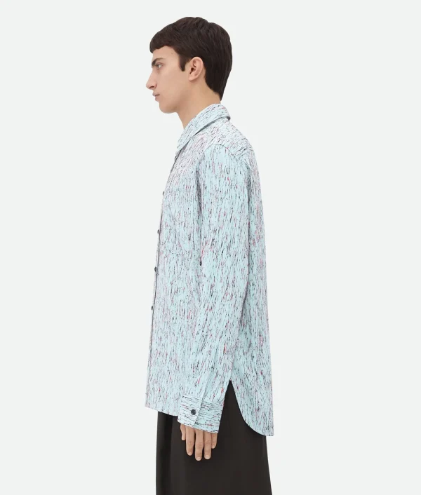 Bottega Veneta Textured Viscose Stripe Shirt With "BV" Embroidery> Shirts