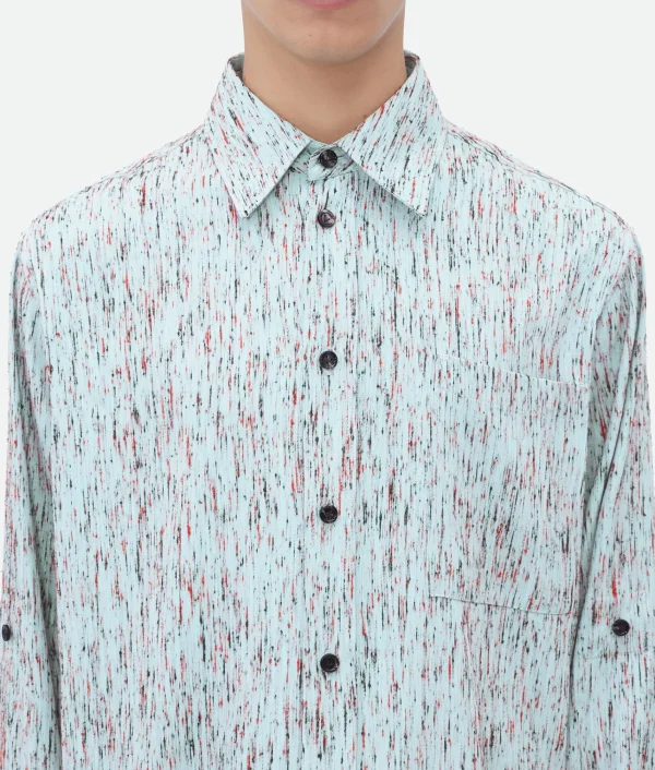 Bottega Veneta Textured Viscose Stripe Shirt With 