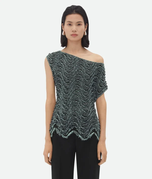 Bottega Veneta Textured Viscose Top With Weaved Fringes>Women Tops And T-Shirts