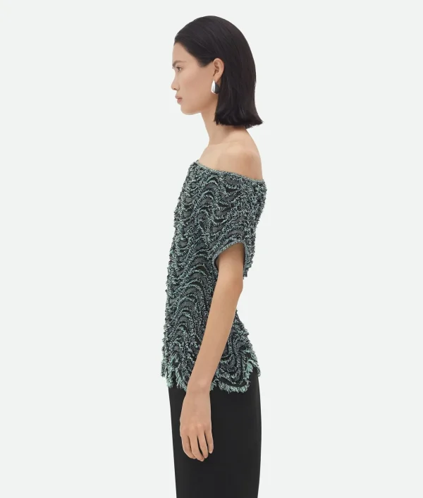Bottega Veneta Textured Viscose Top With Weaved Fringes>Women Tops And T-Shirts