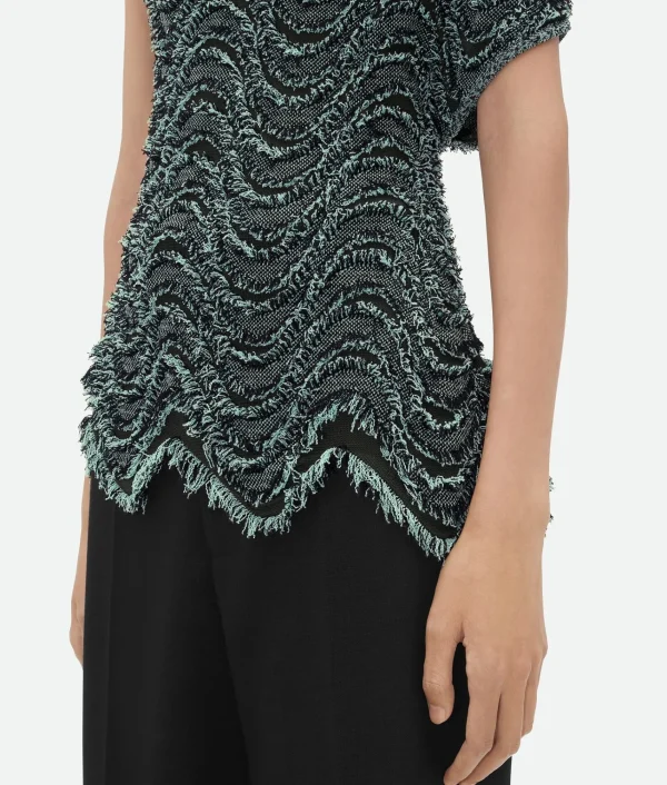 Bottega Veneta Textured Viscose Top With Weaved Fringes>Women Tops And T-Shirts