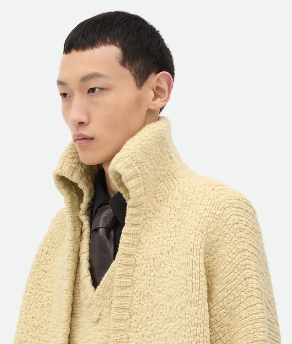 Bottega Veneta Textured Wool Double Layer Cardigan> Knitwear
