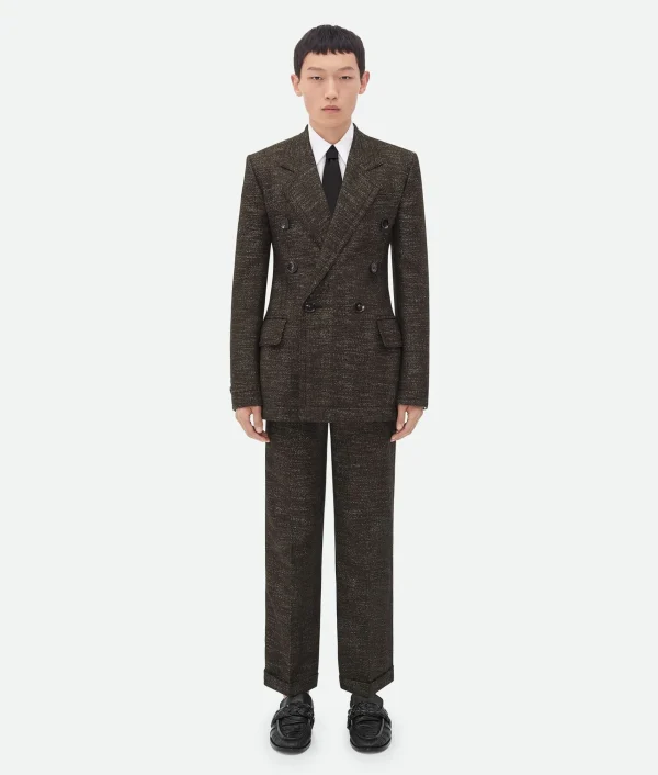 Bottega Veneta Textured Wool Speckled Fitted Jacket> Jackets