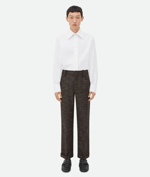 Bottega Veneta Textured Wool Speckled Trousers> Trousers And Shorts