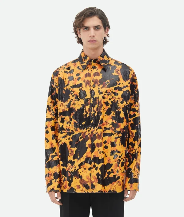 Bottega Veneta Turtle Shell Printed Leather Shirt> Shirts | Leather