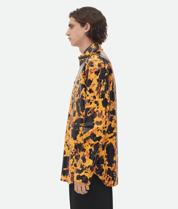 Bottega Veneta Turtle Shell Printed Leather Shirt> Shirts | Leather