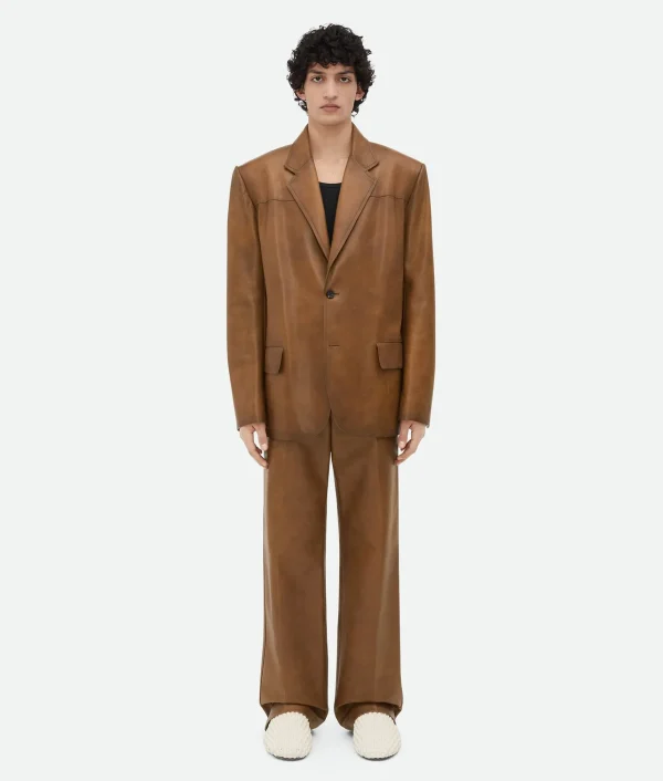 Bottega Veneta Vintage-Effect Leather Jacket> Jackets | Leather