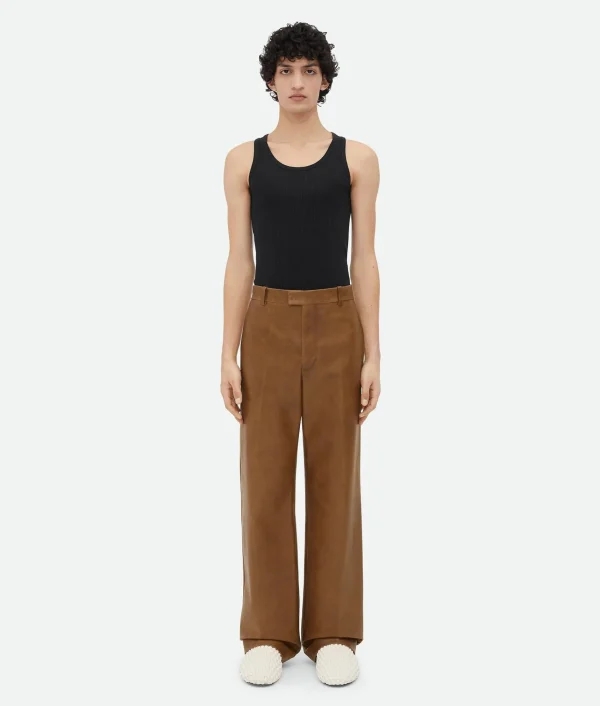 Bottega Veneta Vintage-Effect Leather Trousers> Trousers And Shorts | Leather