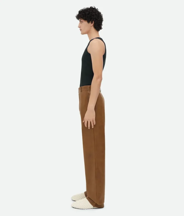 Bottega Veneta Vintage-Effect Leather Trousers> Trousers And Shorts | Leather