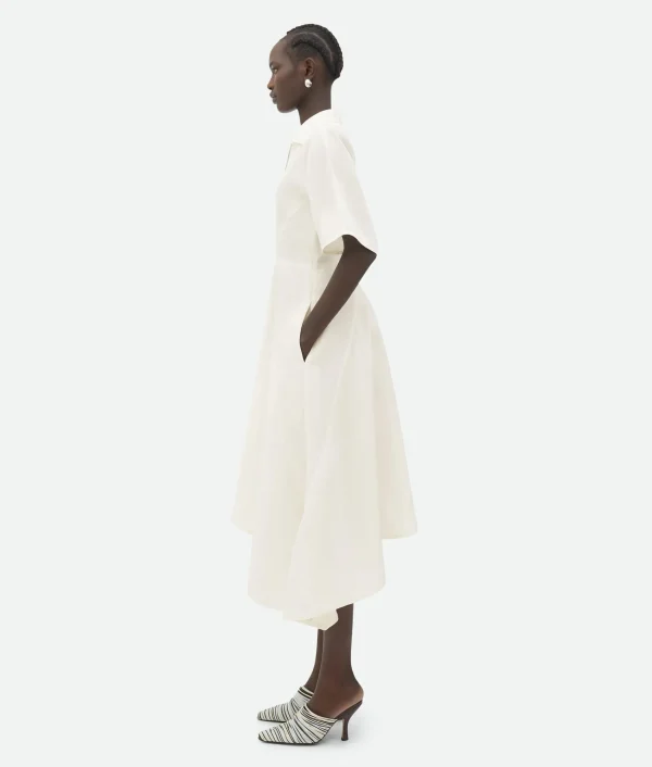 Bottega Veneta Viscose And Linen Midi Dress>Women Dresses