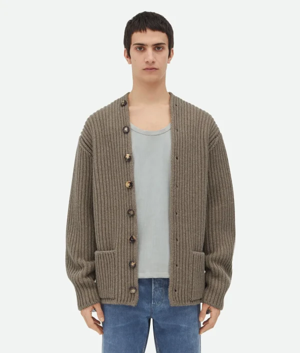 Bottega Veneta Wool And Cashmere English Rib Cardigan> Knitwear