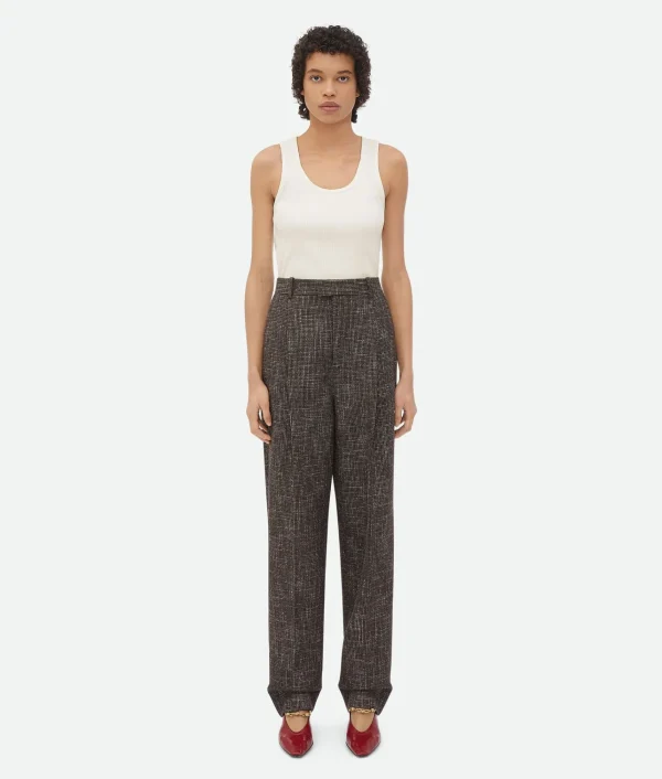 Bottega Veneta Wool And Cotton Pied De Poule Trousers>Women Trousers And Shorts